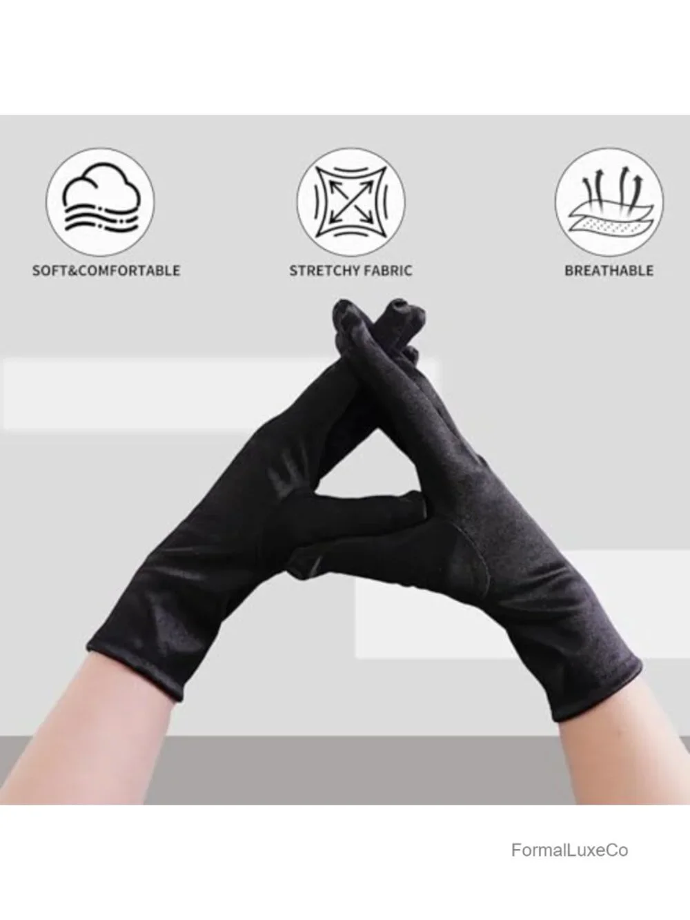 Short Satin Gloves for Women Wedding 1920s Party Costume Accessory
